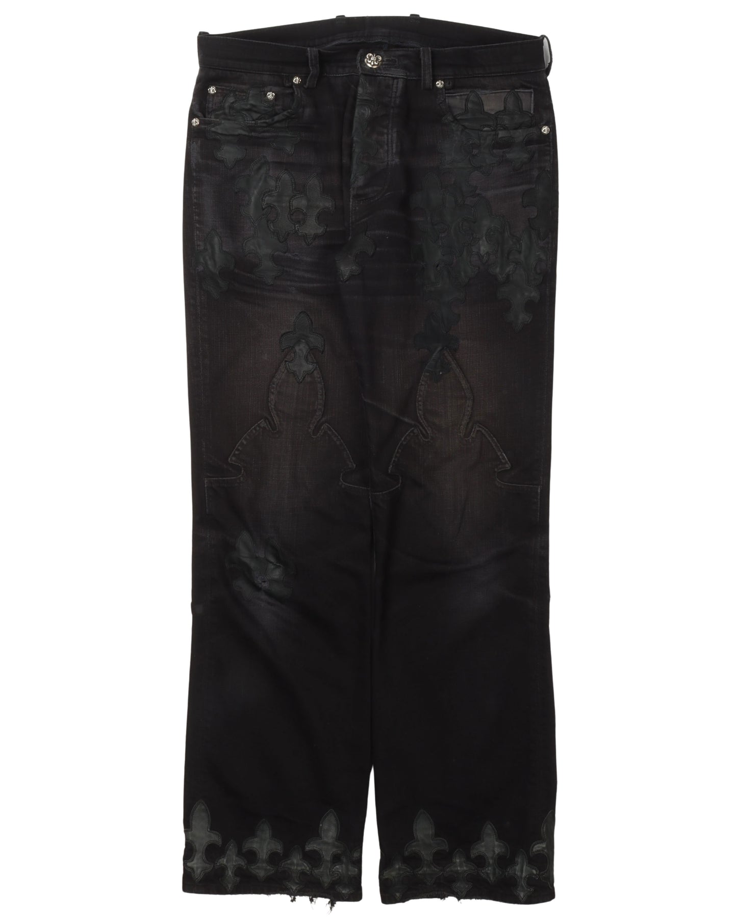 Vintage Fleur De Lis Cross Patch Jeans