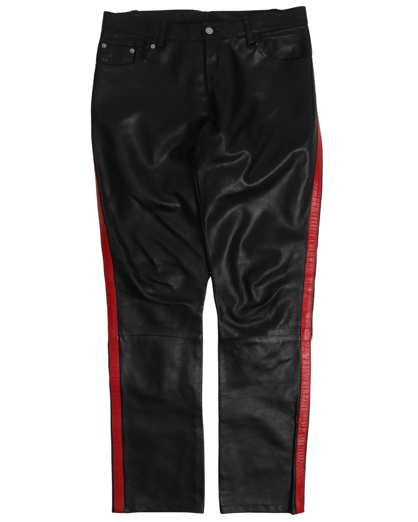 Side Stripe Leather Pants