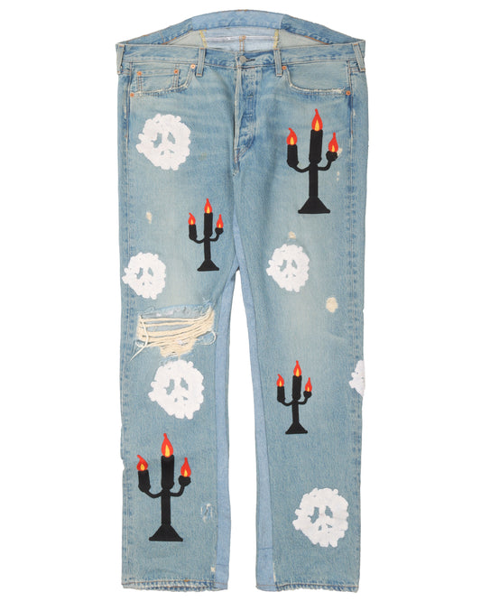 Virgil Abloh Embroidered Light Wash Levi 501