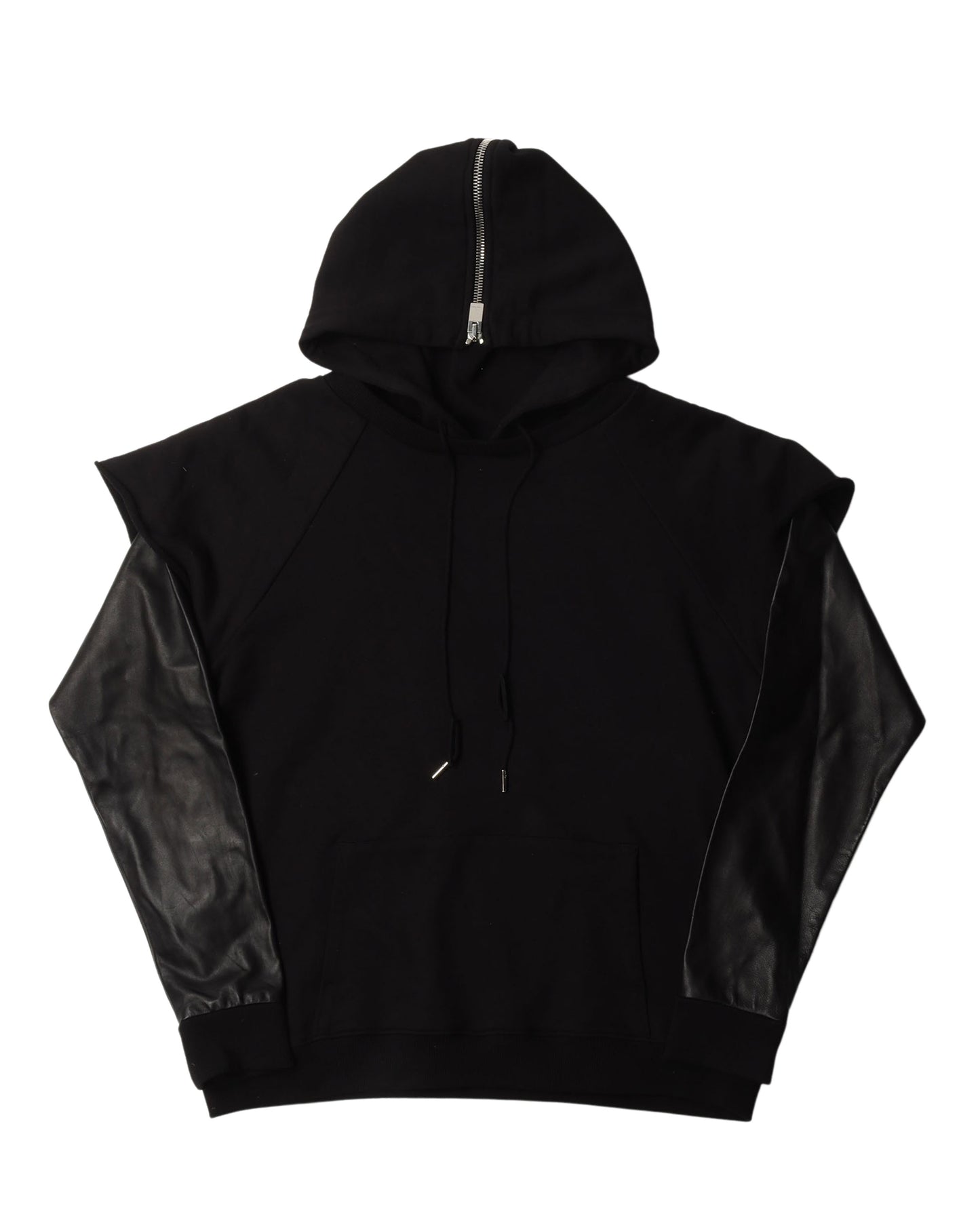 Muscle Hoodie w/ Leather Sleeves