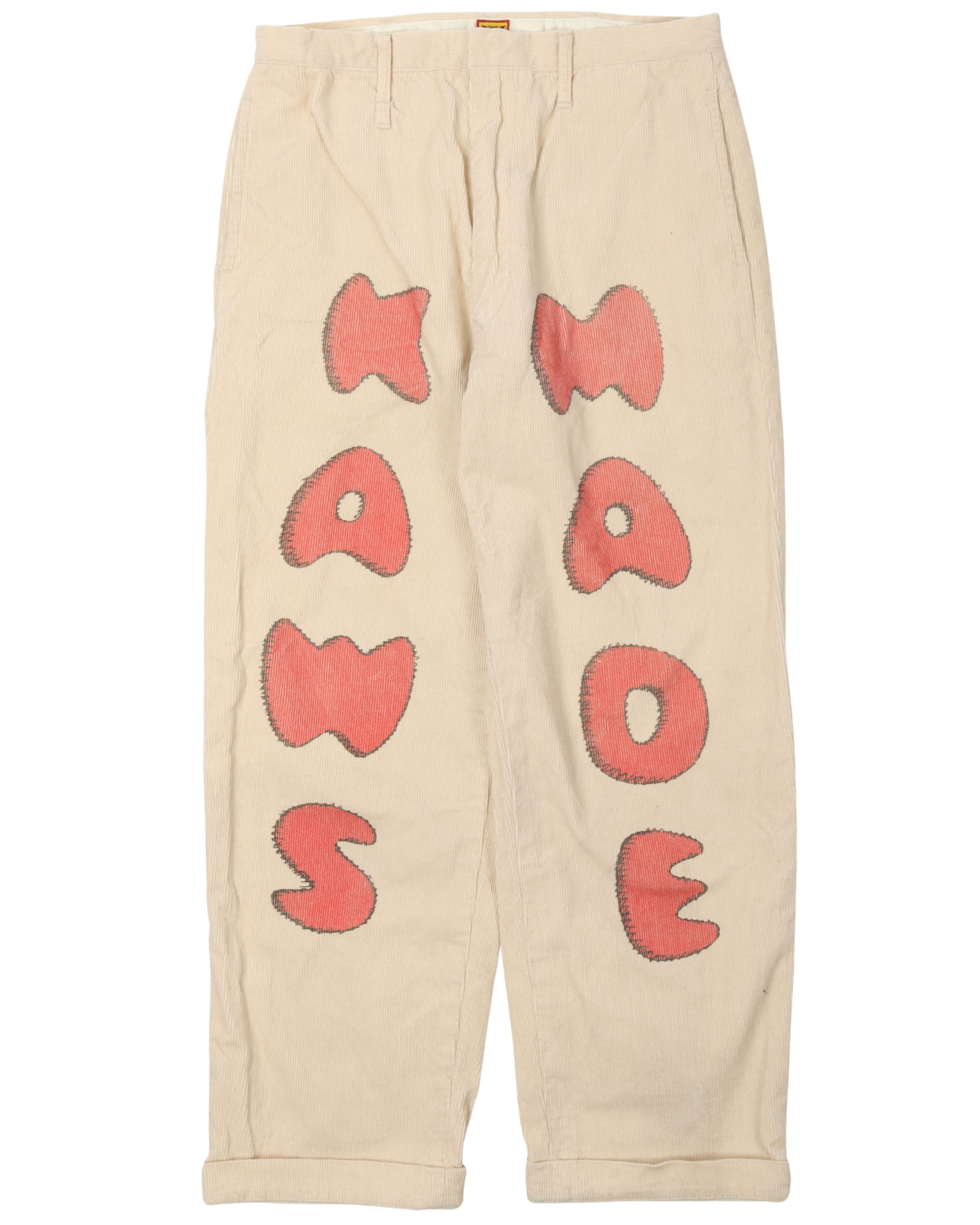 HUMAN MADE KAWS CORDUROY PRINT PANTS S-