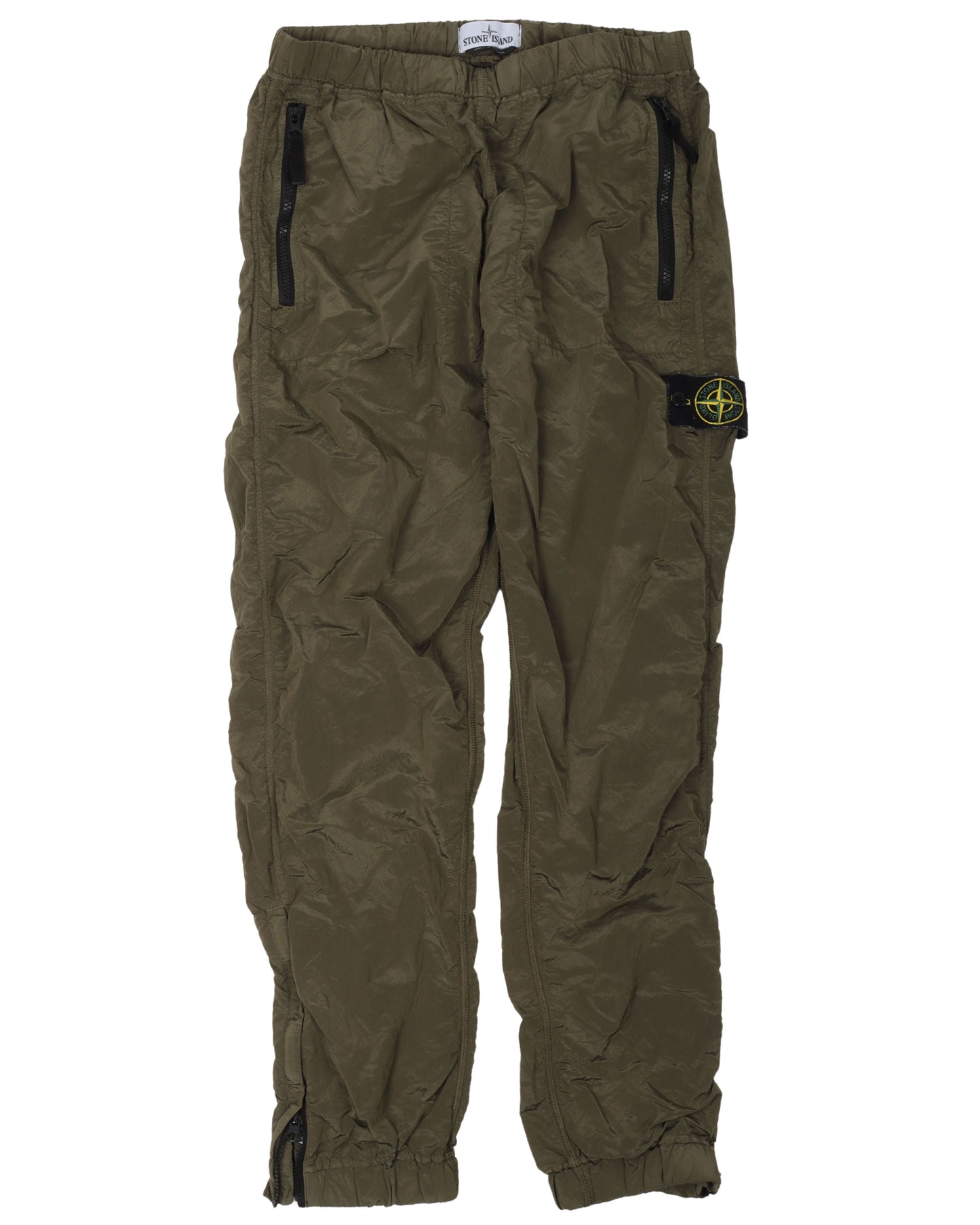 Olive Nylon Cargo Pants