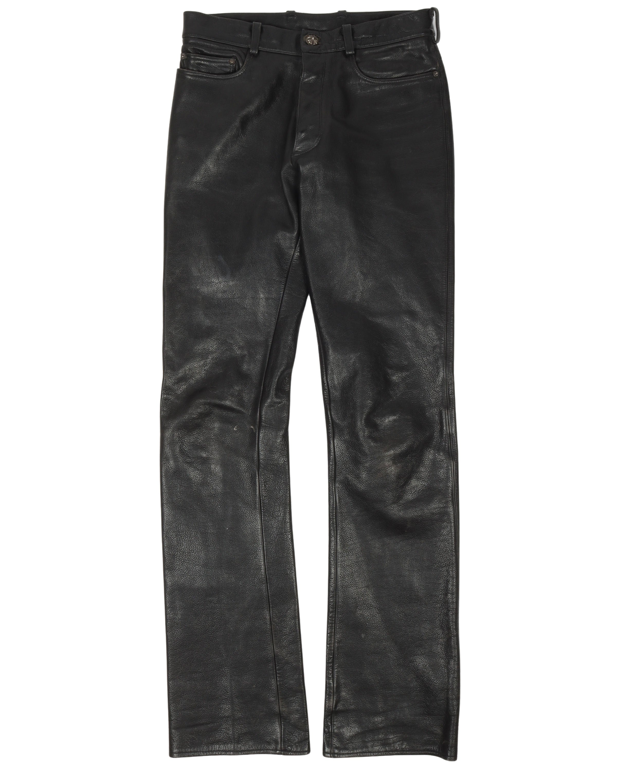 High-rise flared leather pants in brown - Alessandra Rich