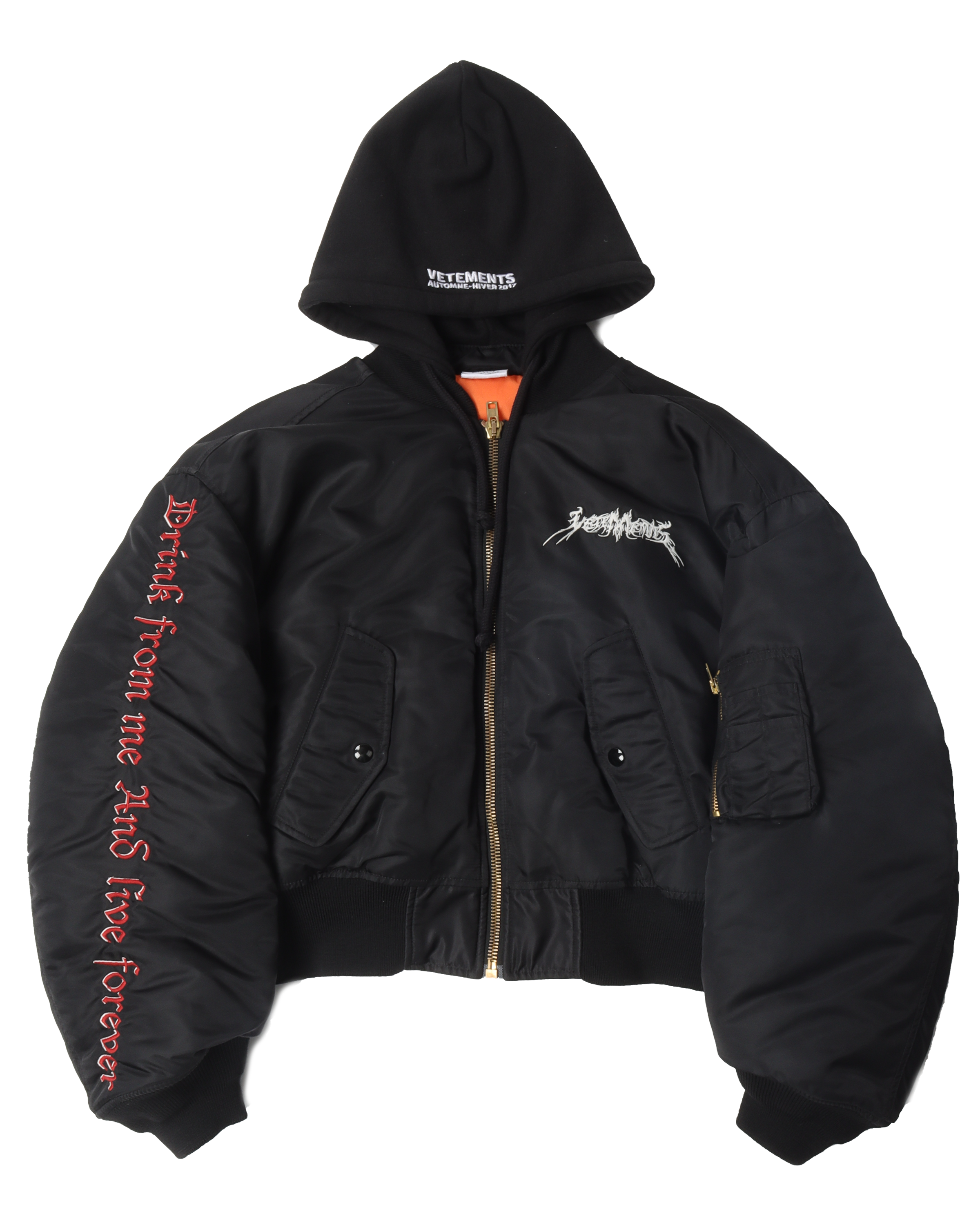 Vetements FW17 Total Fucking Darkness Cropped Bomber Jacket Vetements FW17 Total Fucking Darkness Cropped Bomber Jacket