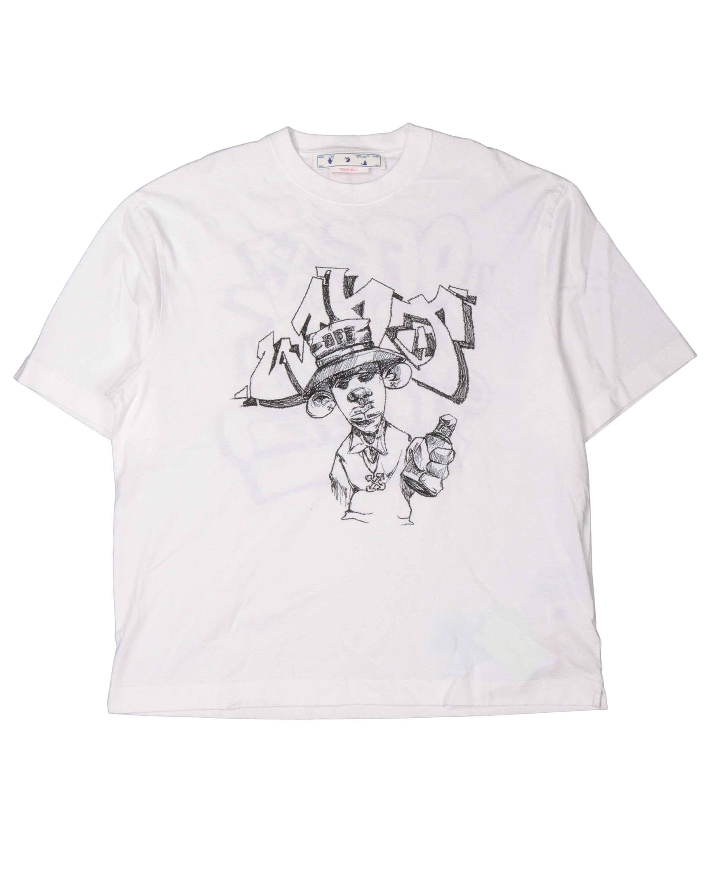 Buy Evisu Men Off-White Graffiti Wording Print T-Shirt at Redfynd