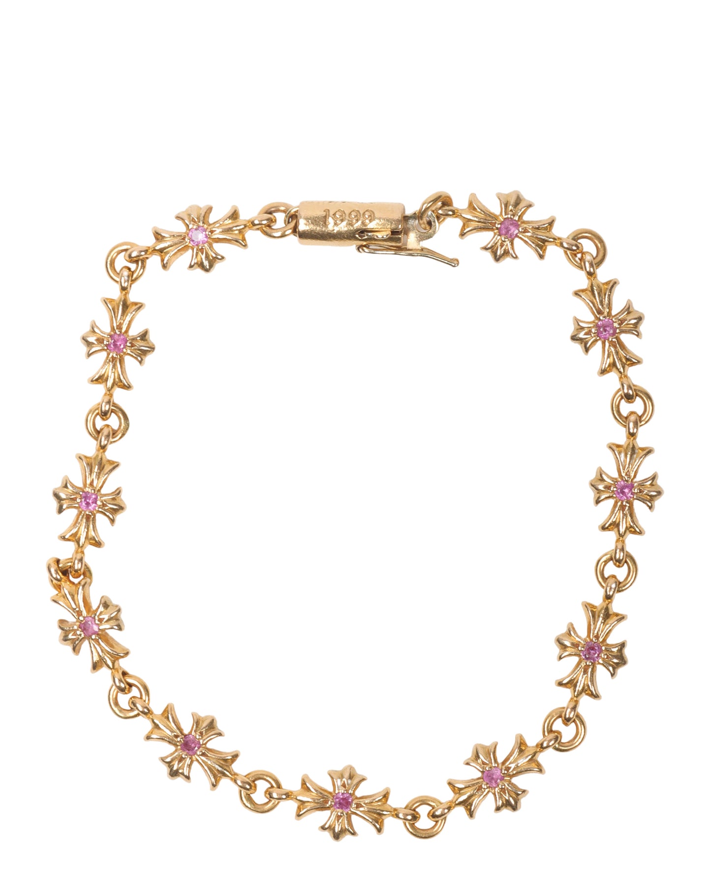 22k Gold & Pink Sapphire Cross Bracelet