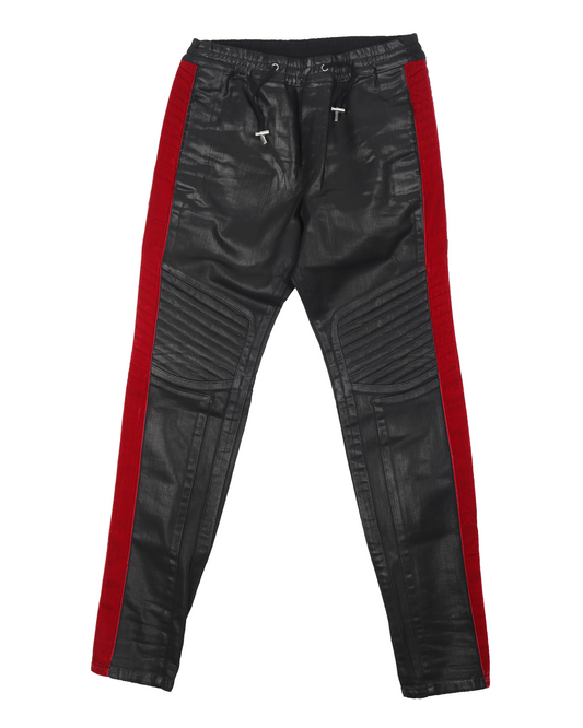 Waxed Moto Striped Trouser