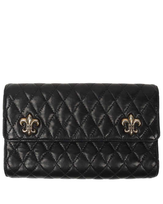 Quilted Leather "Fleur De Lis" Folding Wallet