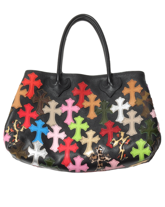 All-Over Cross Patch Leather Bag