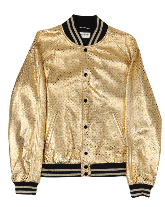 SS17 Gold Leather Teddy Souvenir Jacket