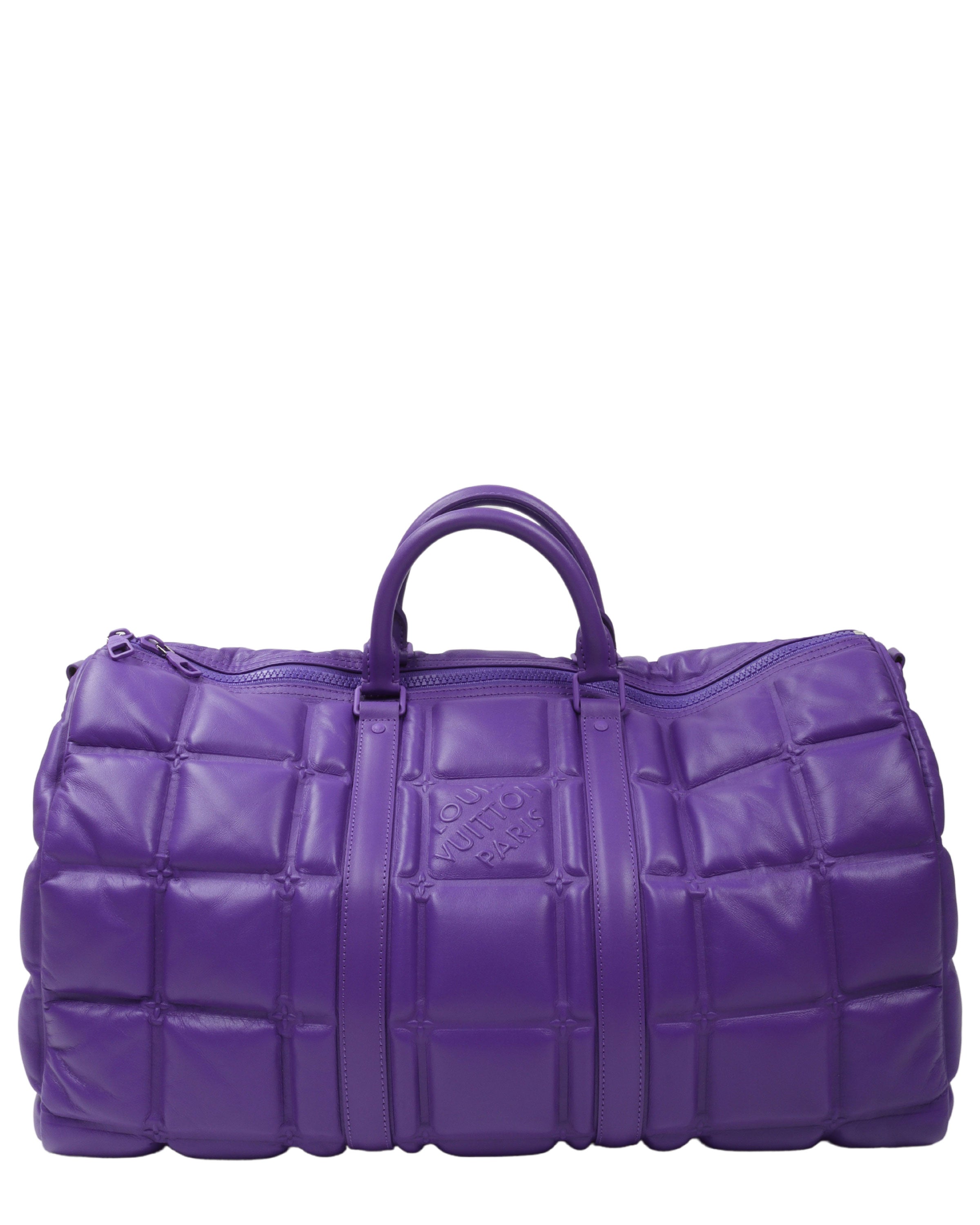 Louis Vuitton LV Keepall 50 puff leather Purple ref.956496 - Joli Closet