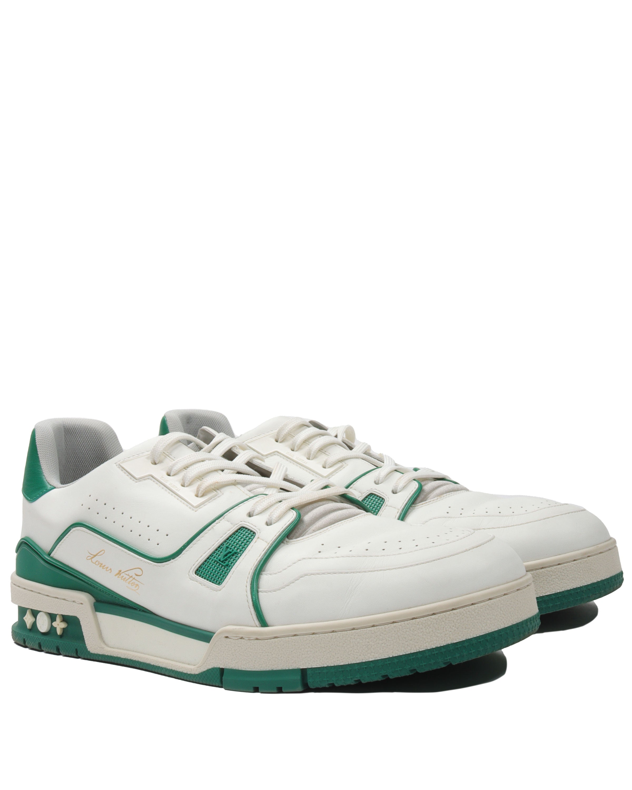 LOUIS VUITTON ARGENT GREEN PATENT SNEAKERS SIZE: 9 / Fits UK10