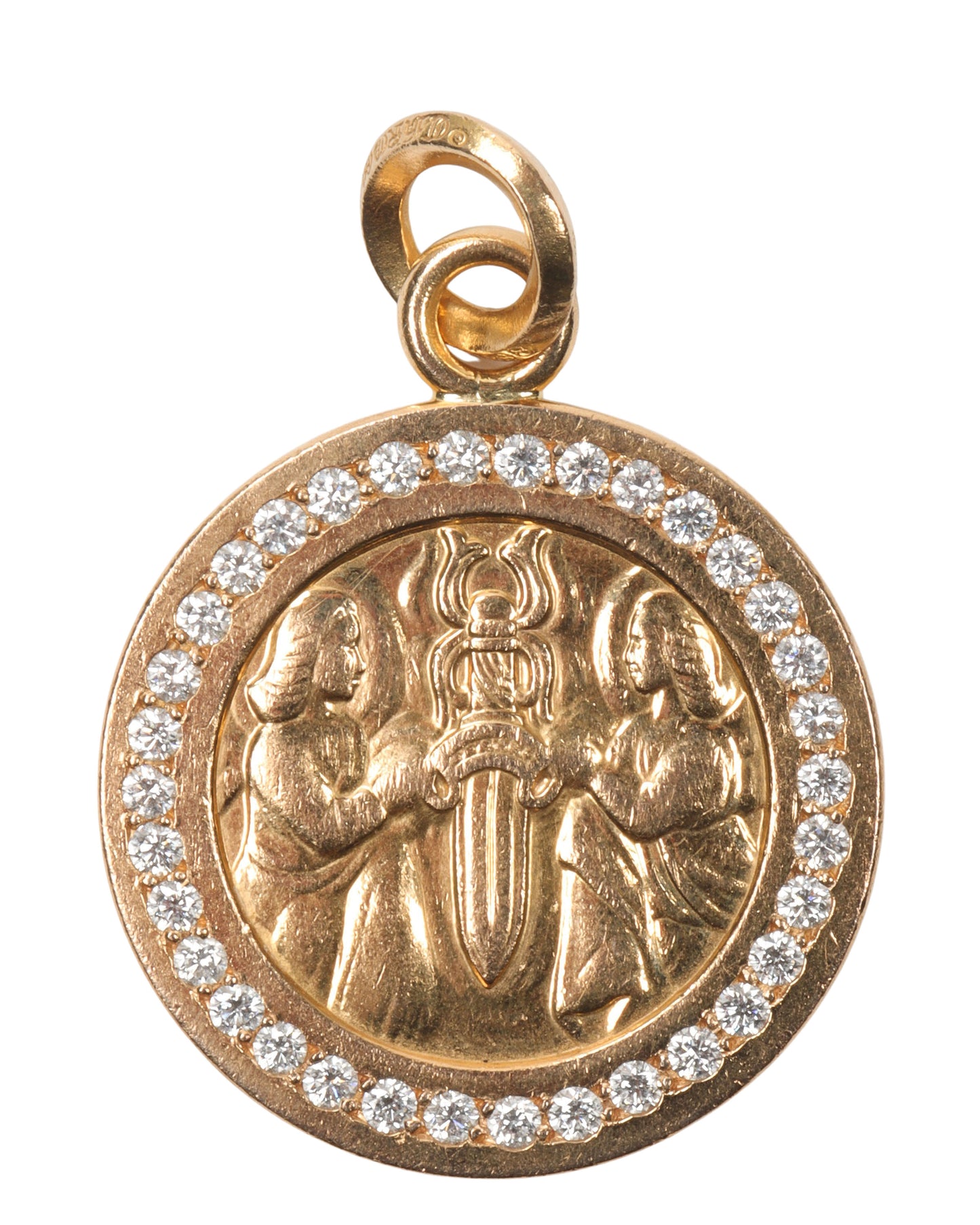 Diamond Embellished 22k Yellow Gold Angel Pendant