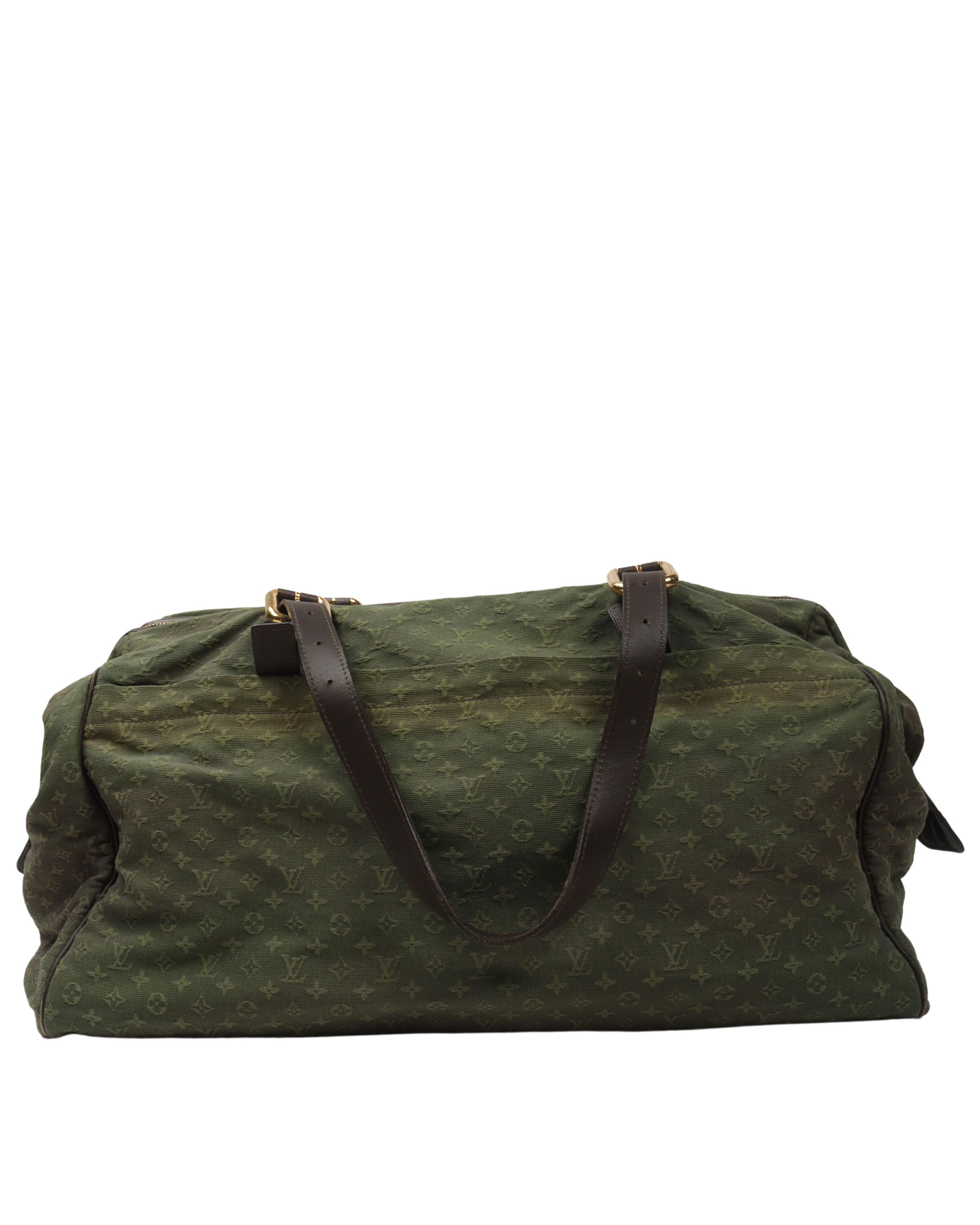 Louis Vuitton Dark Green Leather Men's Weekender Travel Duffle Bag at  1stDibs