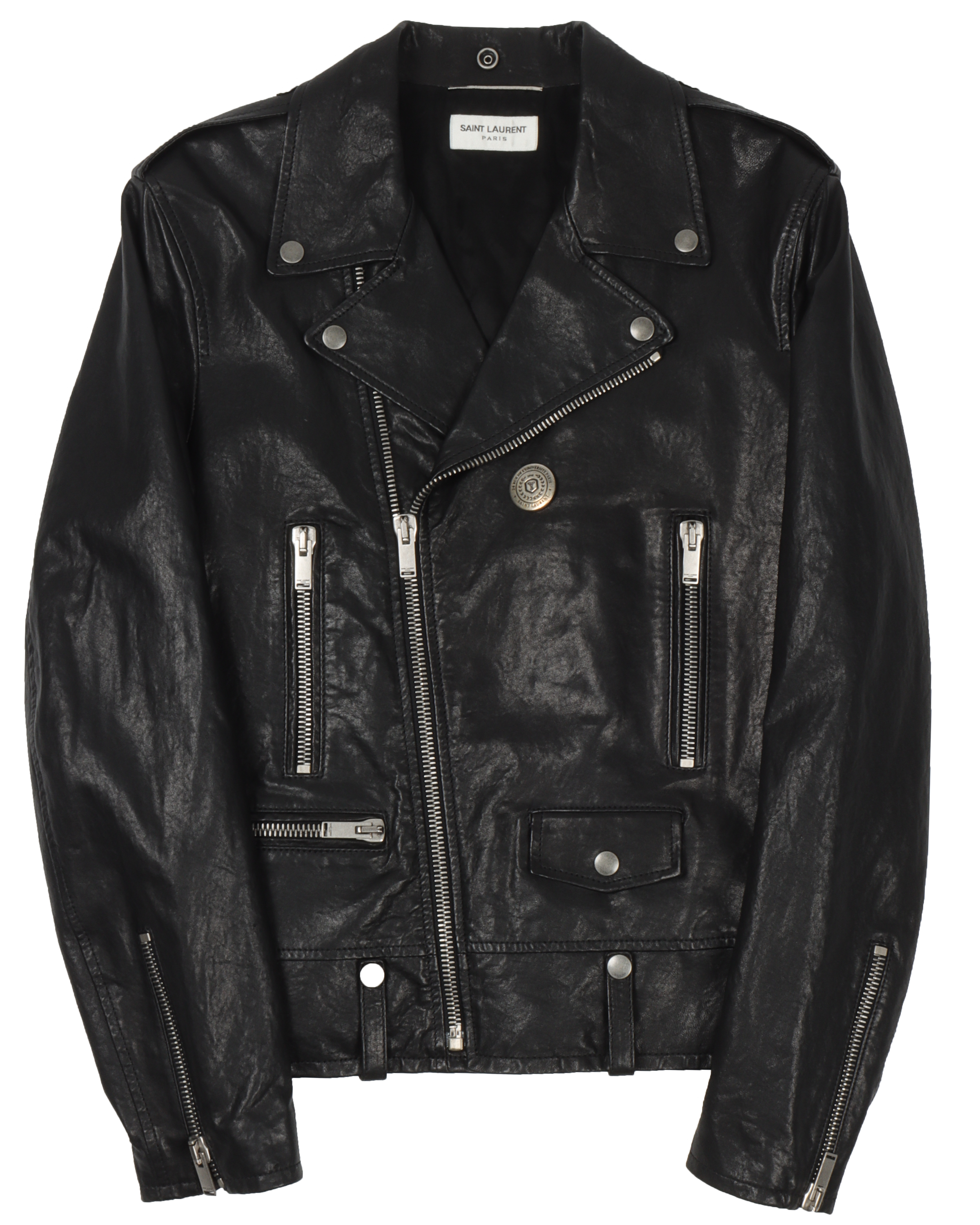 Saint laurent sales distressed leather jacket