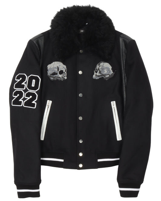 Wes Lang Shearling Collar Varsity Jacket