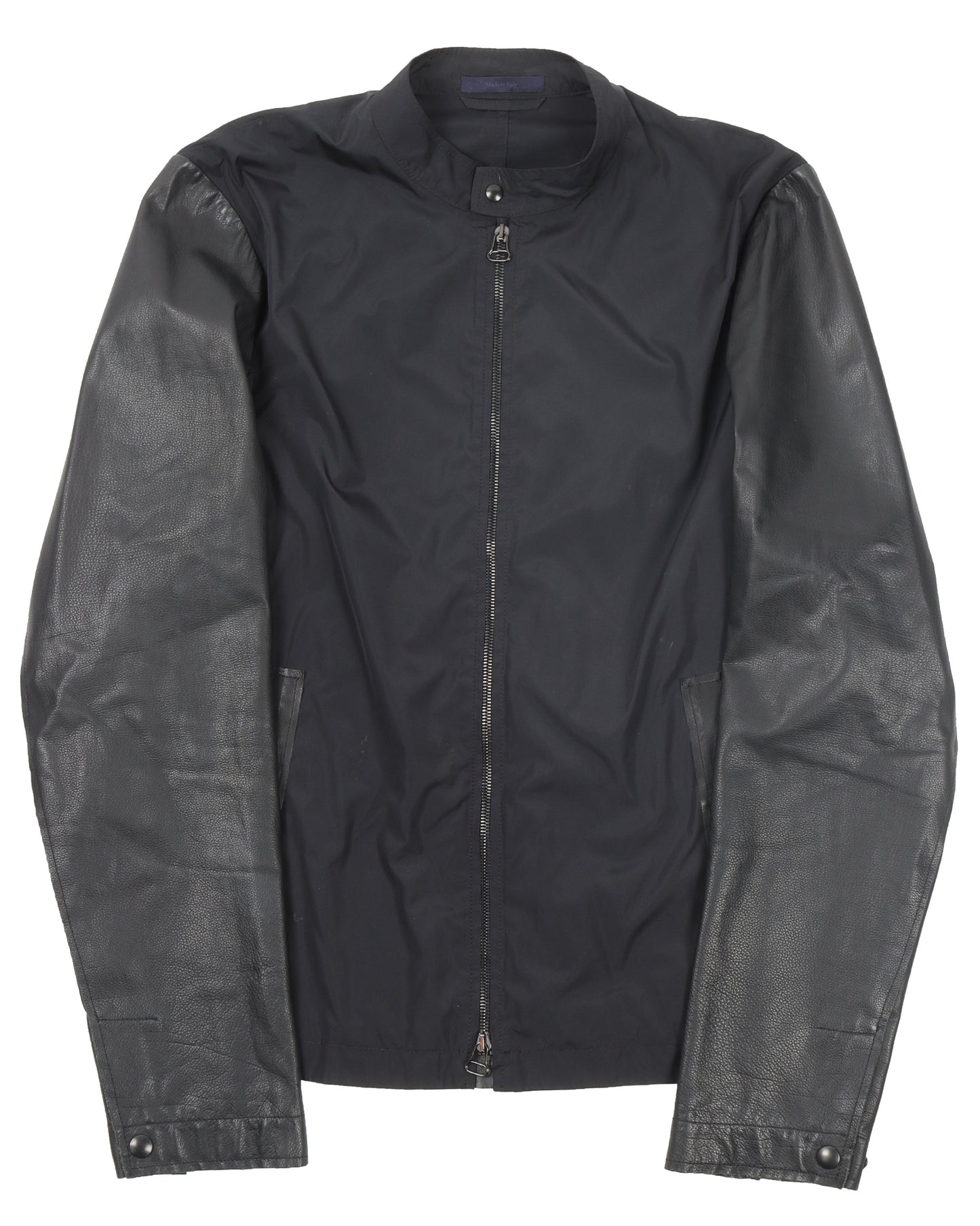 Leather Sleeve Windbreaker