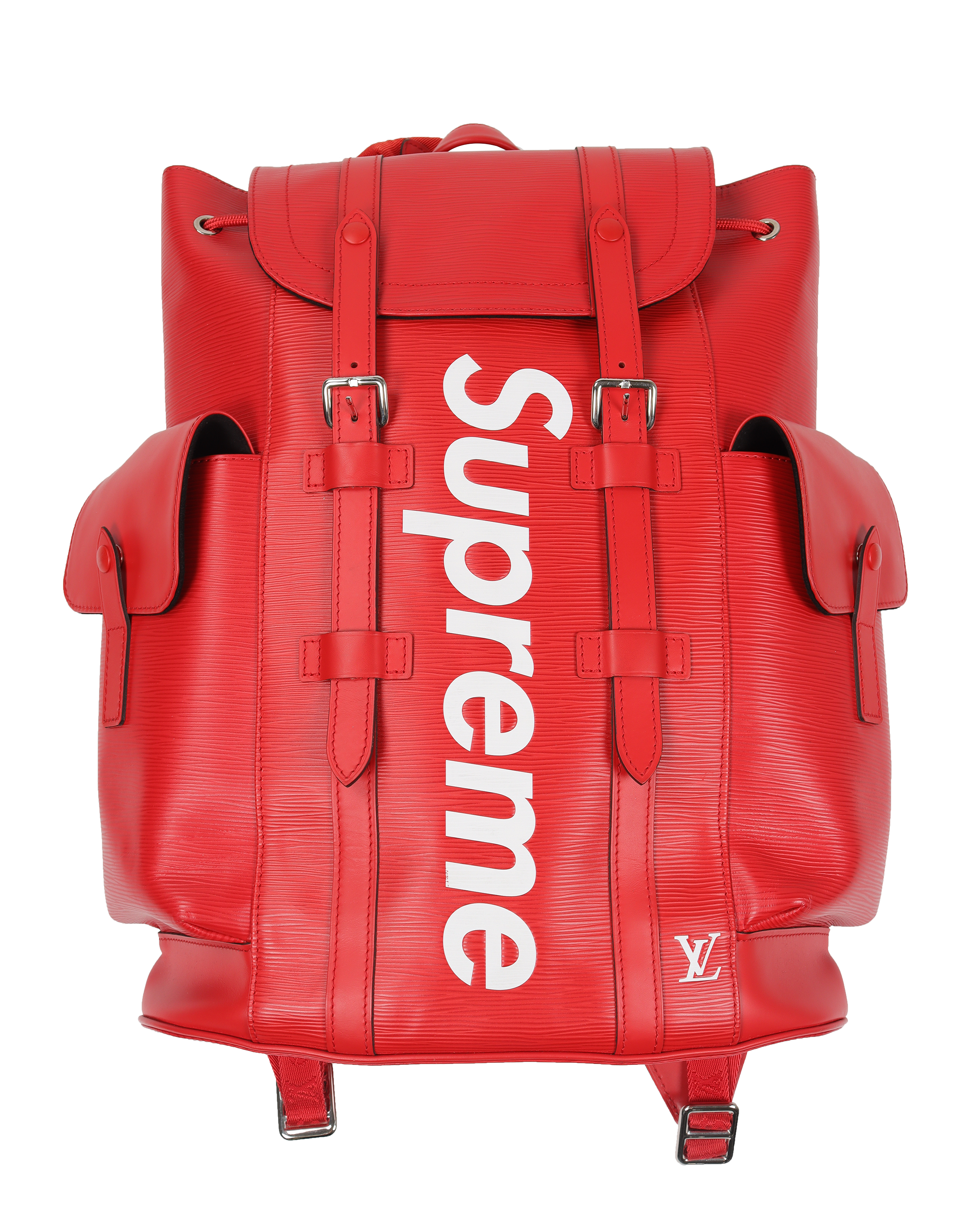 louis vuitton supreme backpack red