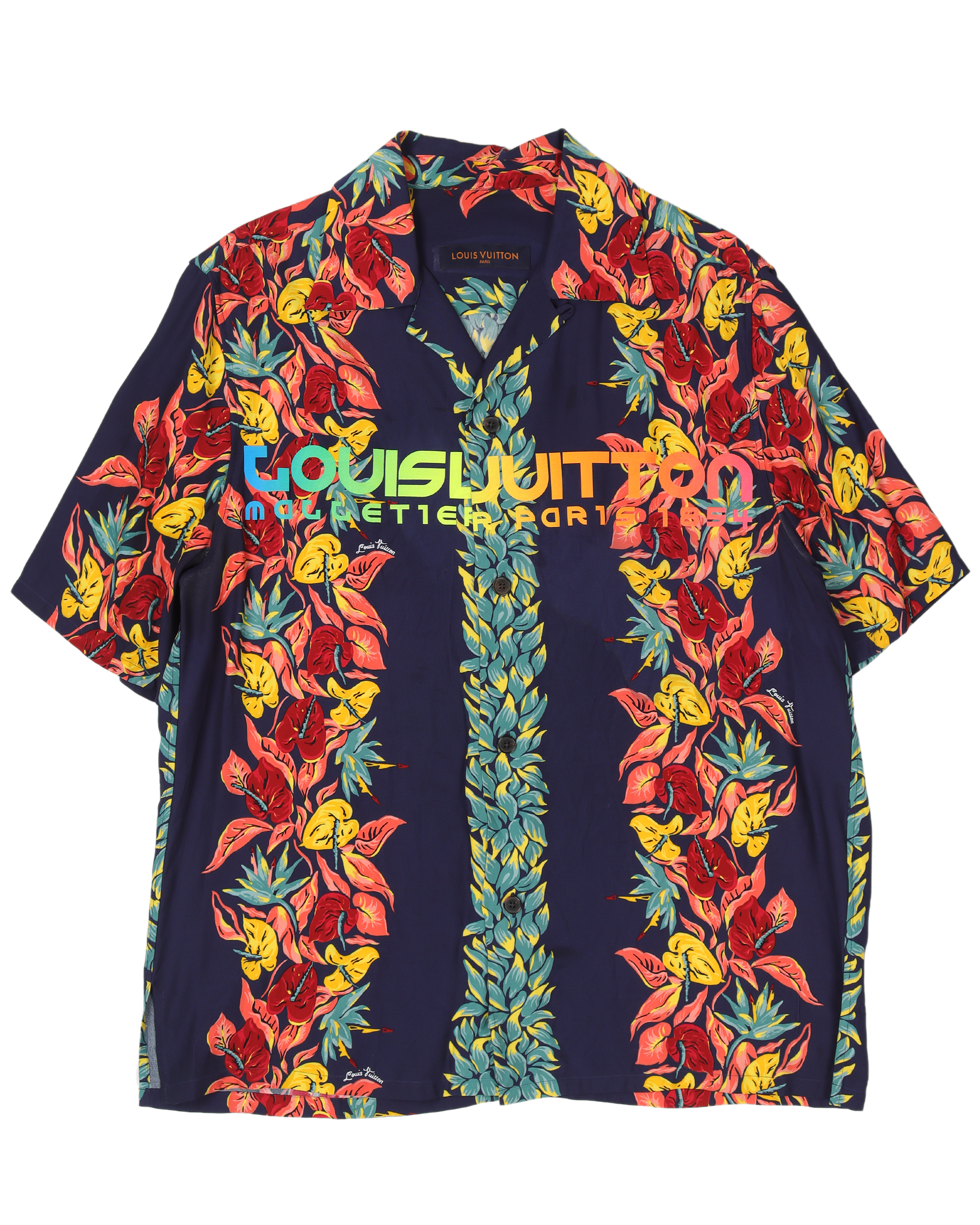 MSRP $2100 Louis Vuitton RUNWAY Hawaii Layer Button Shirt NWT SS18 100%  Auth