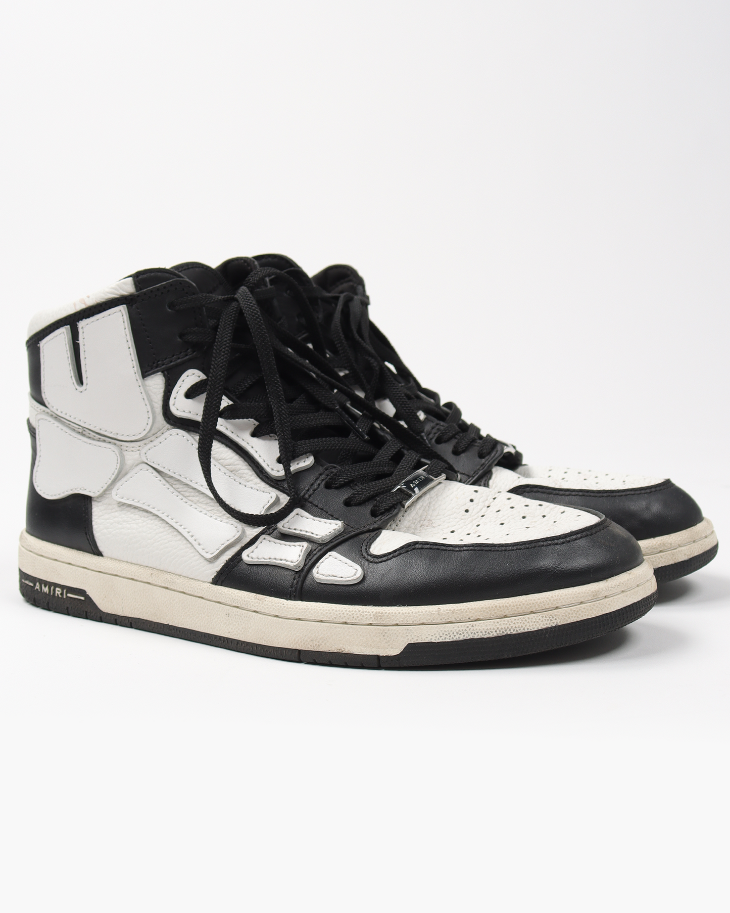 Black and White Skeleton High-Top Sneakers
