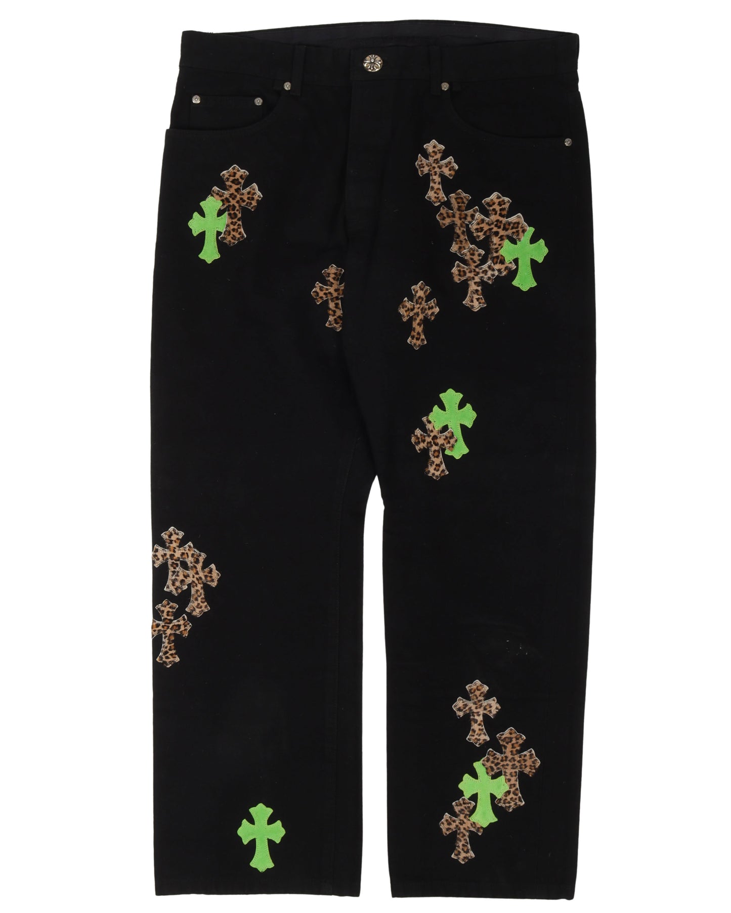 Leopard Cross Patch Jeans w/ 35 Cross Patches