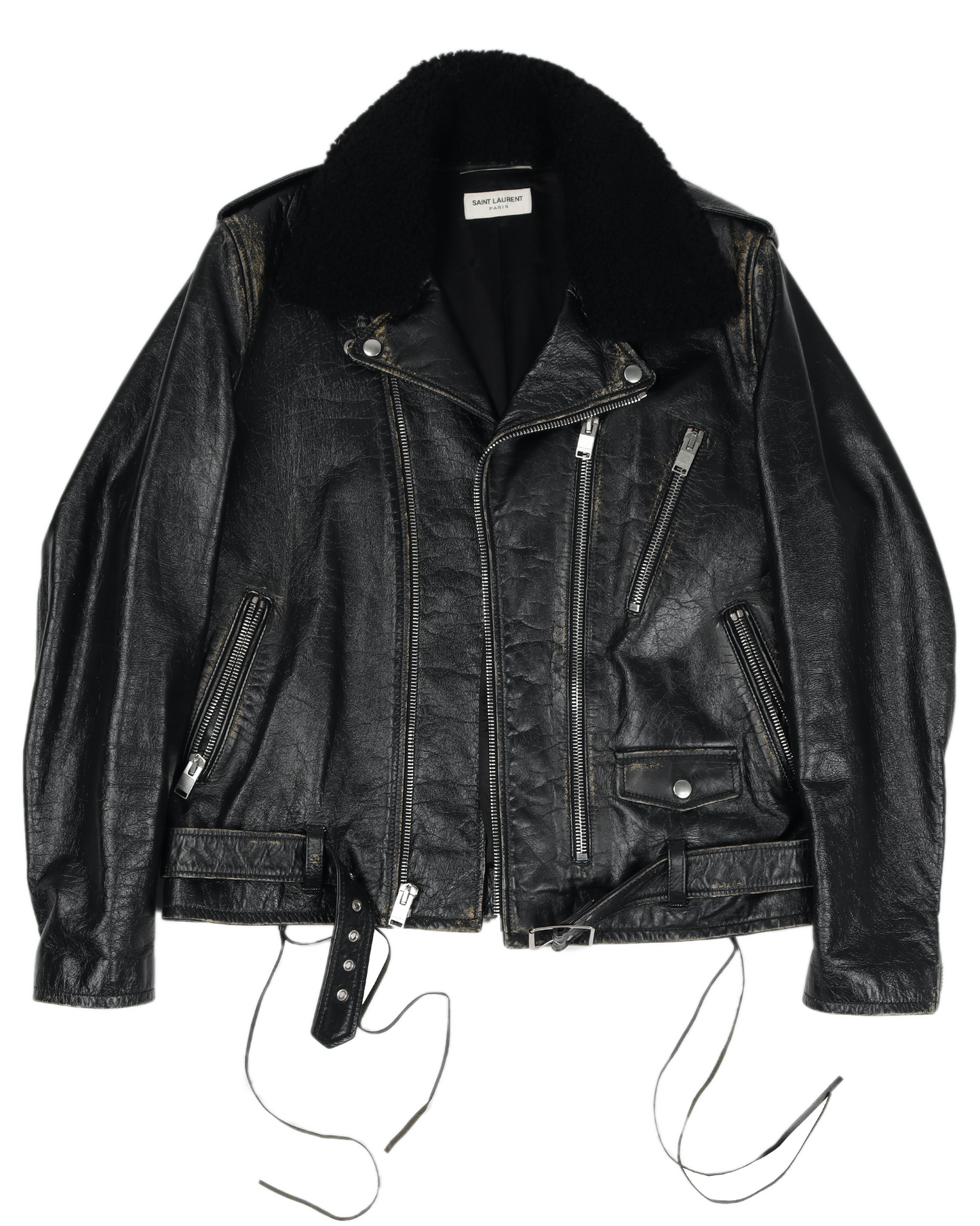 FW16 Distressed Black Shearling L17