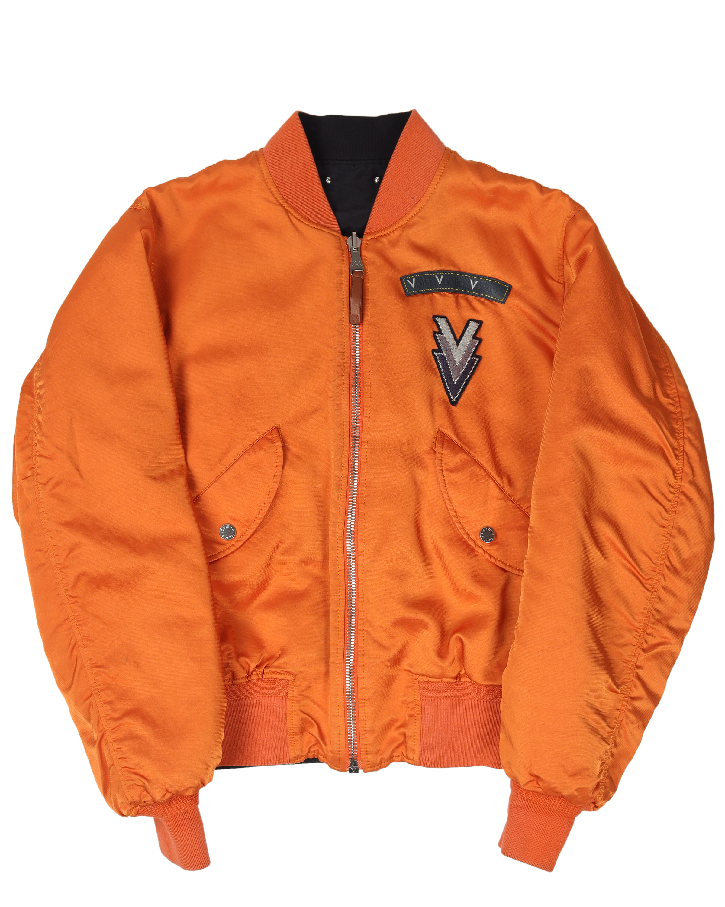 Louis Vuitton 2015 'Volez Voguez Voyagez' Reversible Ma-1 Bomber Jacket w/  Tags - Orange Outerwear, Clothing - LOU691430