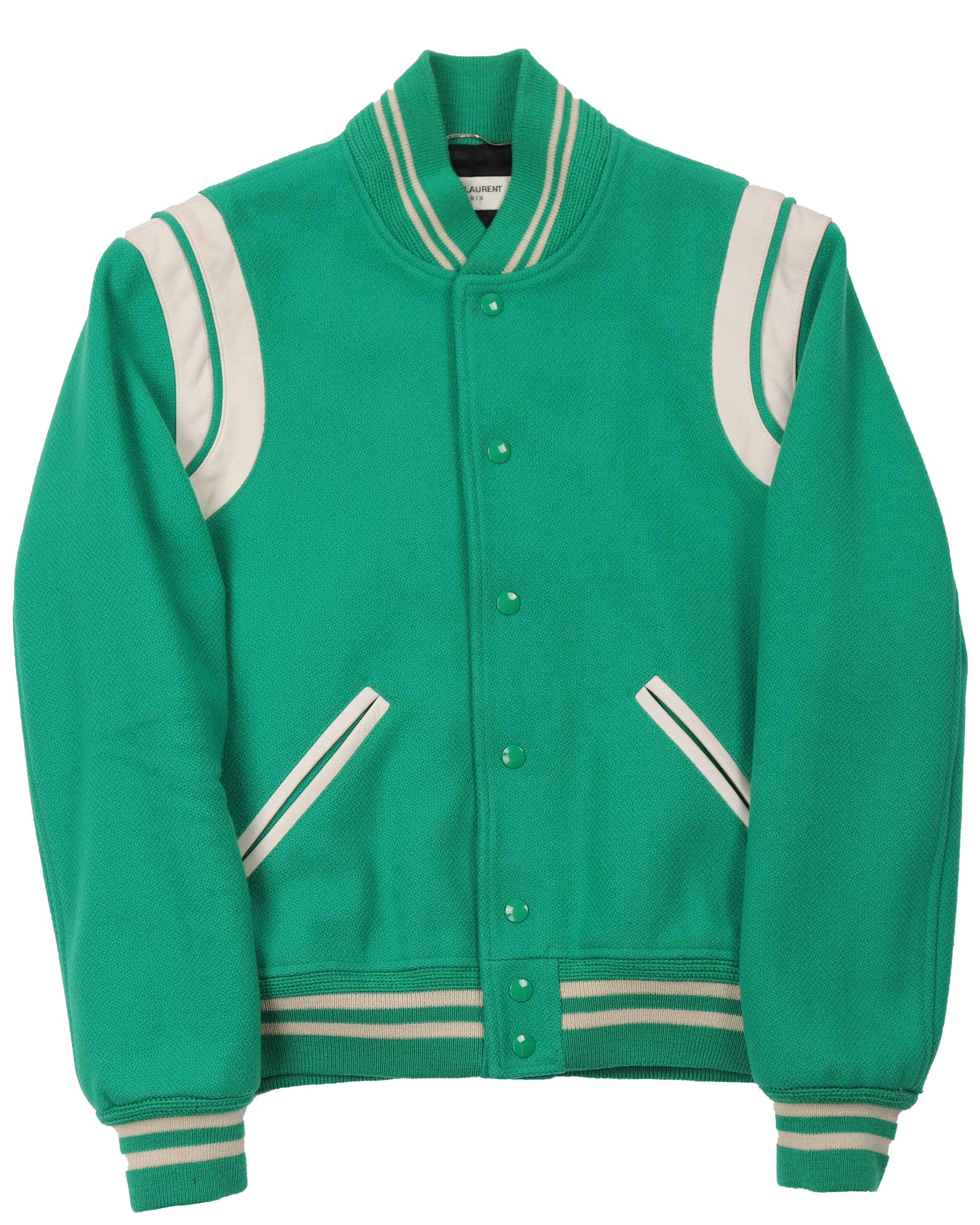 Saint Laurent Teddy Leather Trimmed Virgin Wool Blend Bomber Jacket