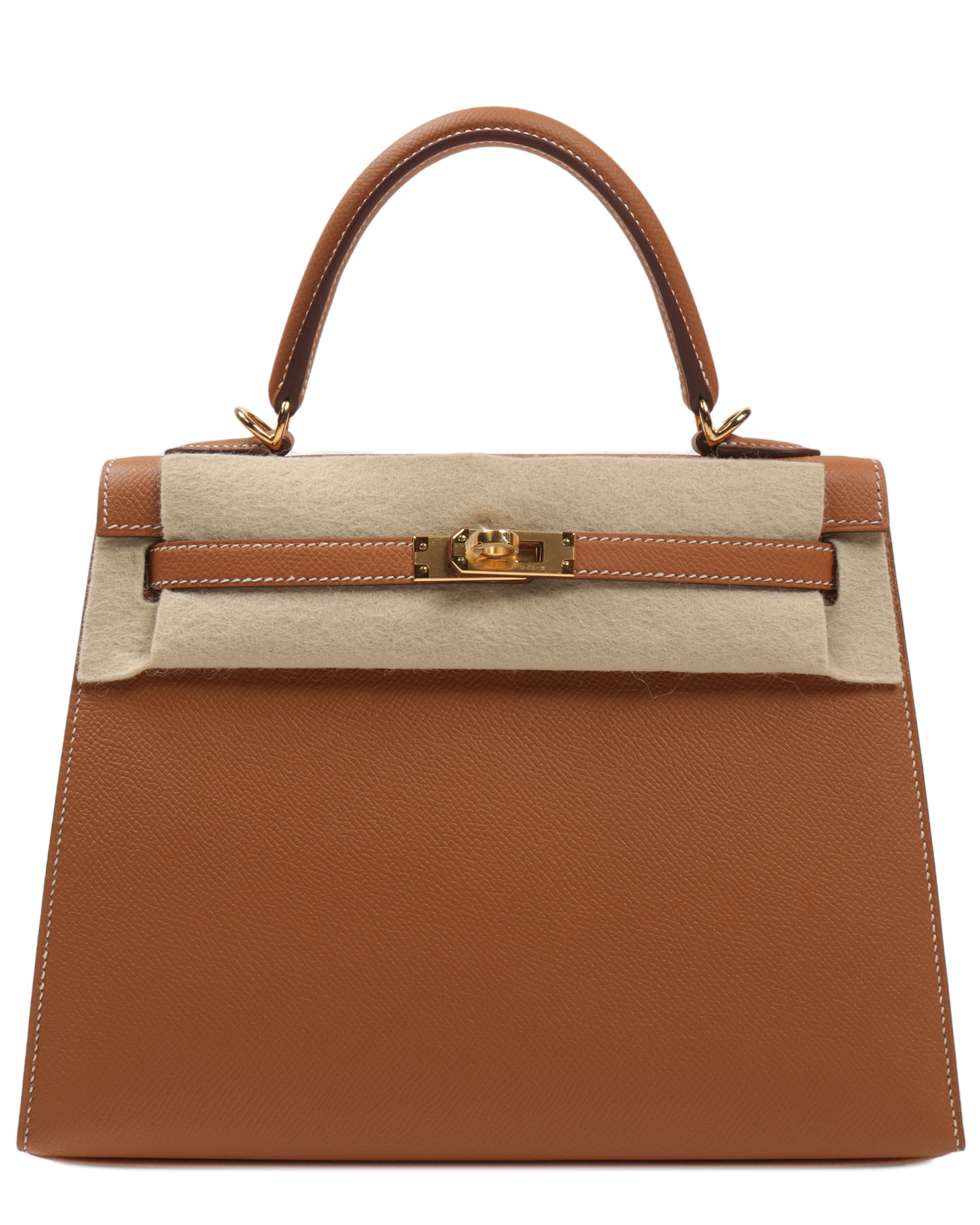 Hermes Gold Brown Sellier Epsom Gold Hardware Kelly 25 Handbag Bag
