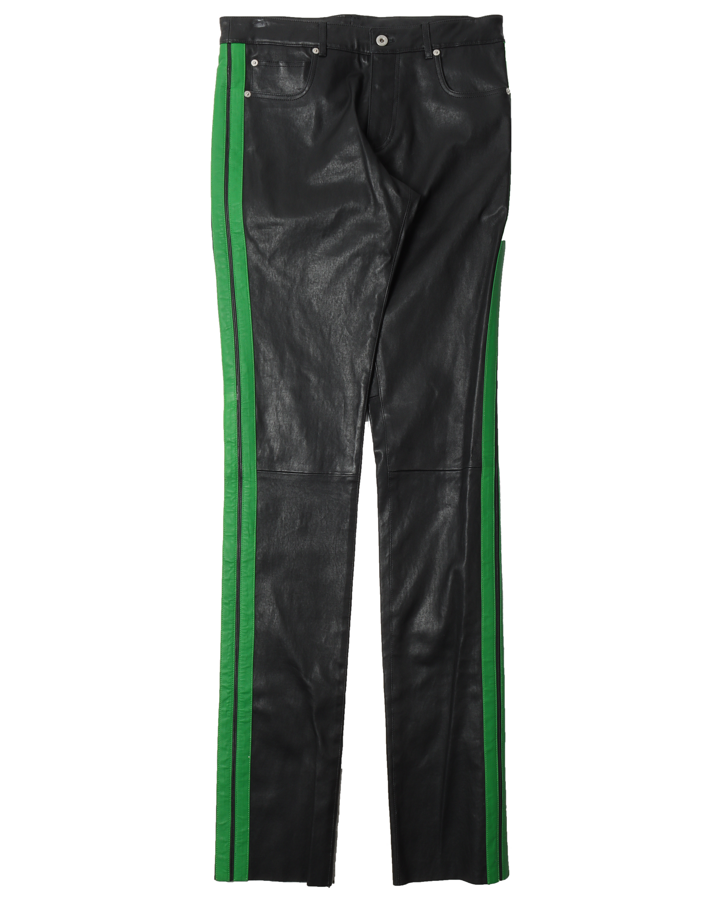 Sample Leather Green Stripped Pants