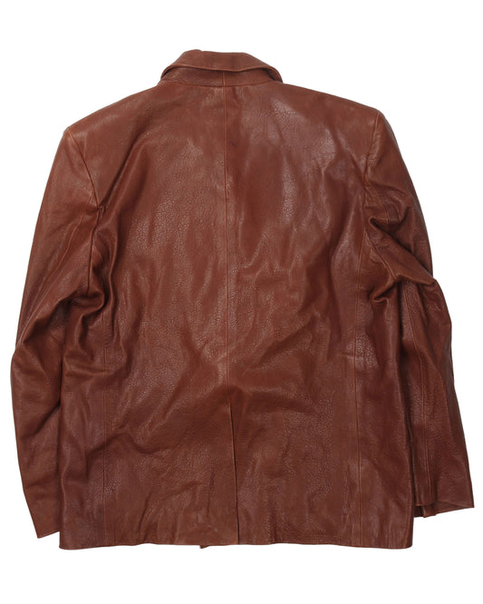 Lamb Leather Double Breasted Blazer