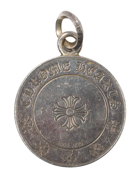 Diamond Embellished Silver Coin Pendant