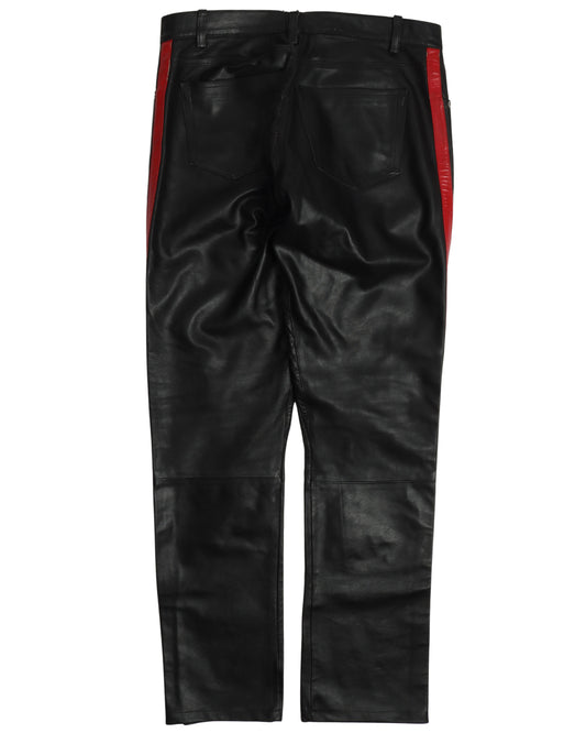 Side Stripe Leather Pants