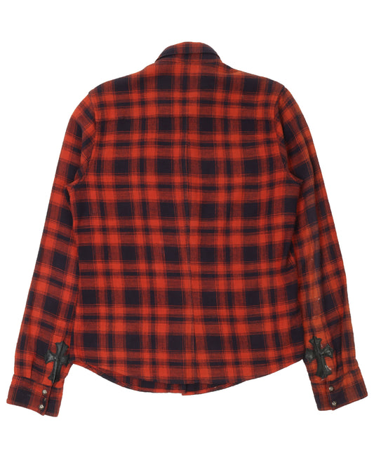 Cross Sleeve Flannel Shirt