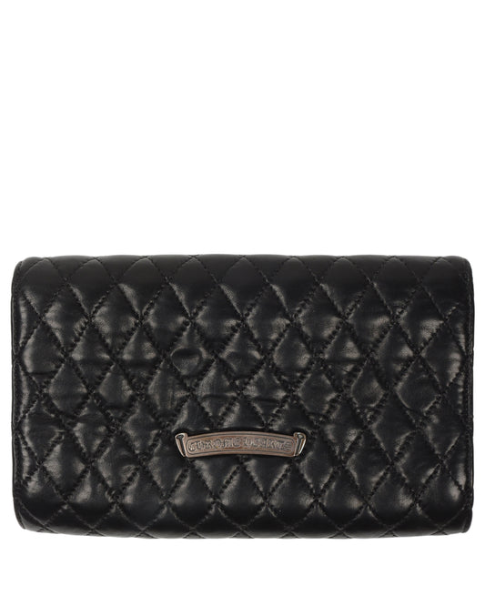 Quilted Leather "Fleur De Lis" Folding Wallet