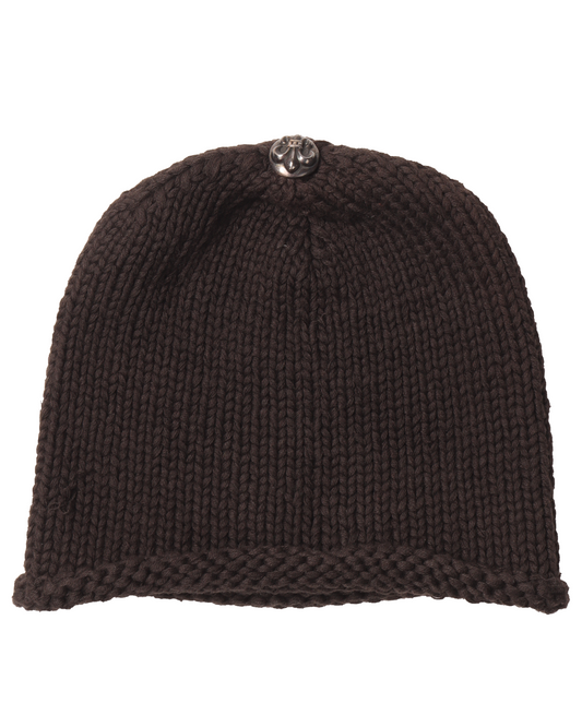 Wool Leather Cross Beanie