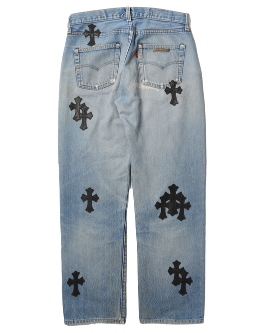 Black Crosses Light Blue Jeans