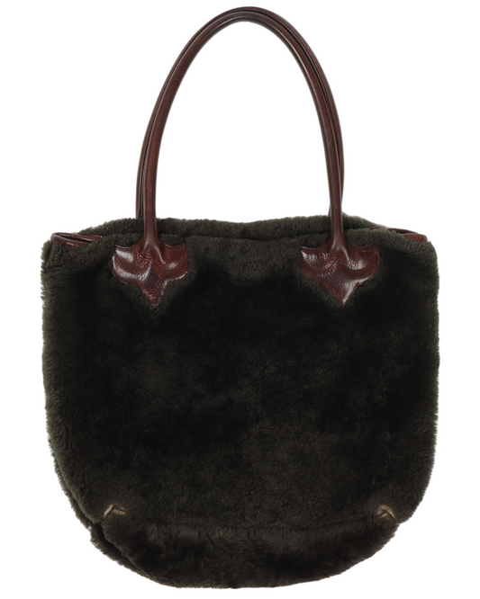 Fur & Leather Cross Patch Bag