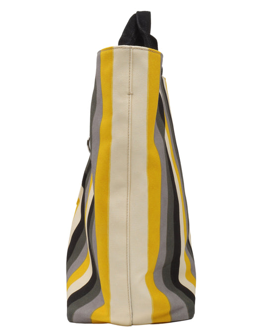 Leather Striped Tote Bag