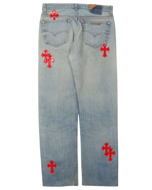1 of 1 Patent Leather Cross Patch Levi's Jeans