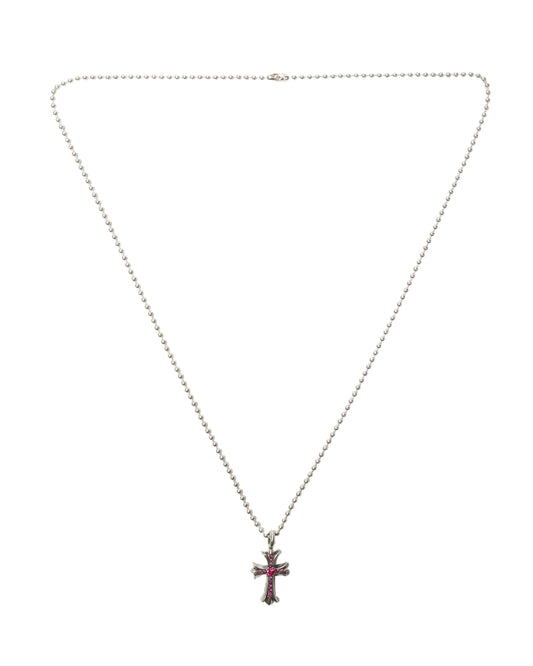 Pink Sapphire Embellished Cross Pendant