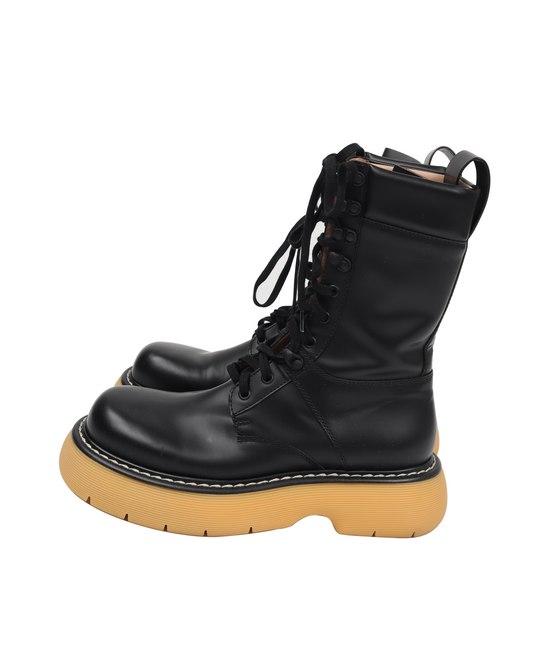 The Bounce Black Leather Mid-Calf Boots
