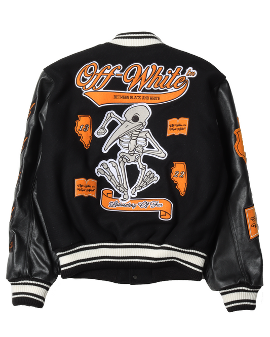 "Laboratory Of Fun" Leather Varsity Jacket