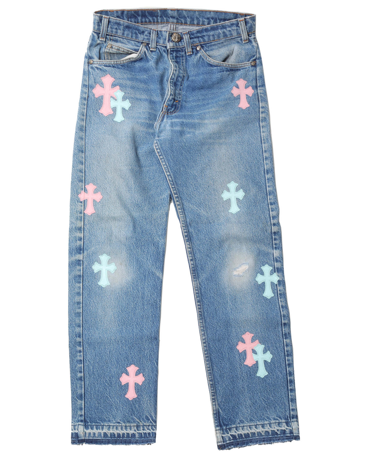 Levi Pink And Blue Cross Jeans