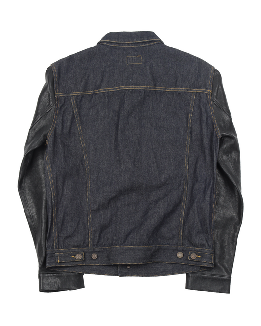 Denim Trucker Jacket w/ Leather Sleeves FW13