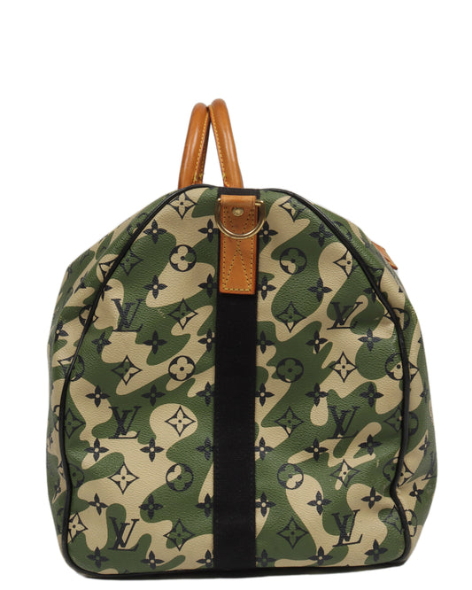 Takashi Murakami Keepall Bandouliere Monogramouflage 55 Green