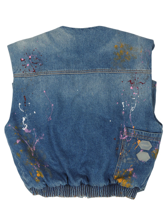 Padded Denim Cargo Vest