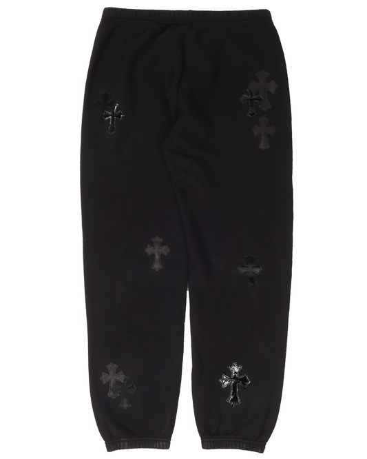 Black Sweat Pant With Black Crosses