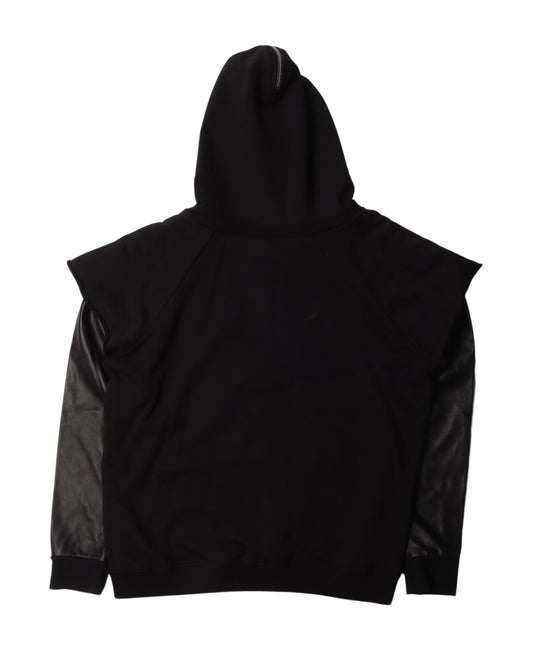 Muscle Hoodie w/ Leather Sleeves