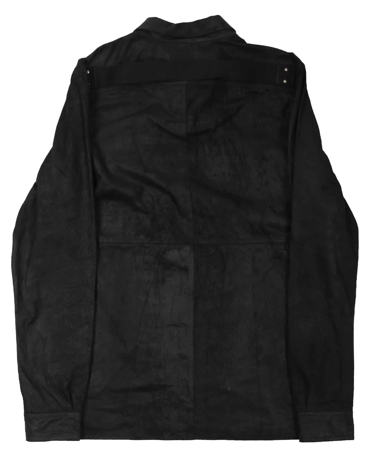 Black Poplin Leather Outershirt Jacket